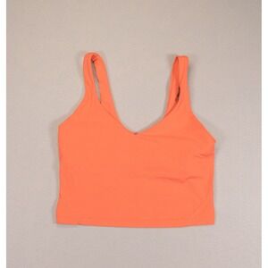 Lululemon Women Align Crop  Top Coral Pink Size 6 Built In Bra Yoga Activewear